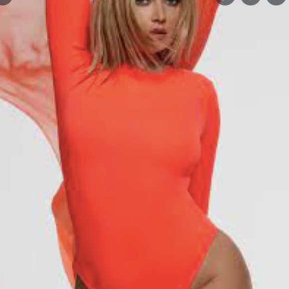 SKIMS Other - SKIMS Neon Coral Fits Everyone Long Sleeve Bodysuit-NEW